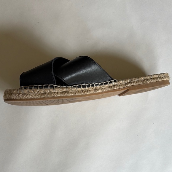 GAP Black Espadrille Leather Slide Sandals - Picture 4 of 12